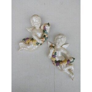 Pair of IRRIDESCENT Angels vtg Lydia Gibson 1979